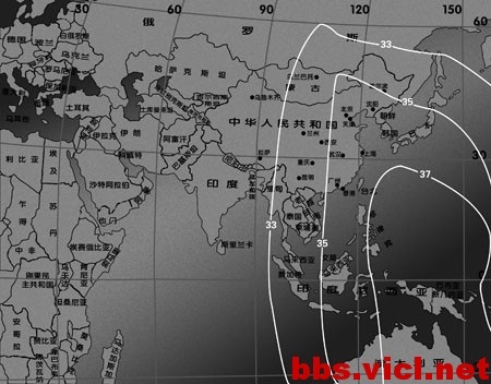  180°E国际18号卫星C波段EIRP场强图